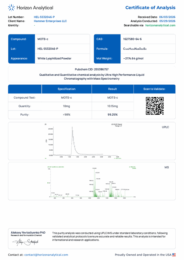 MOTS-C 10mg COA preview