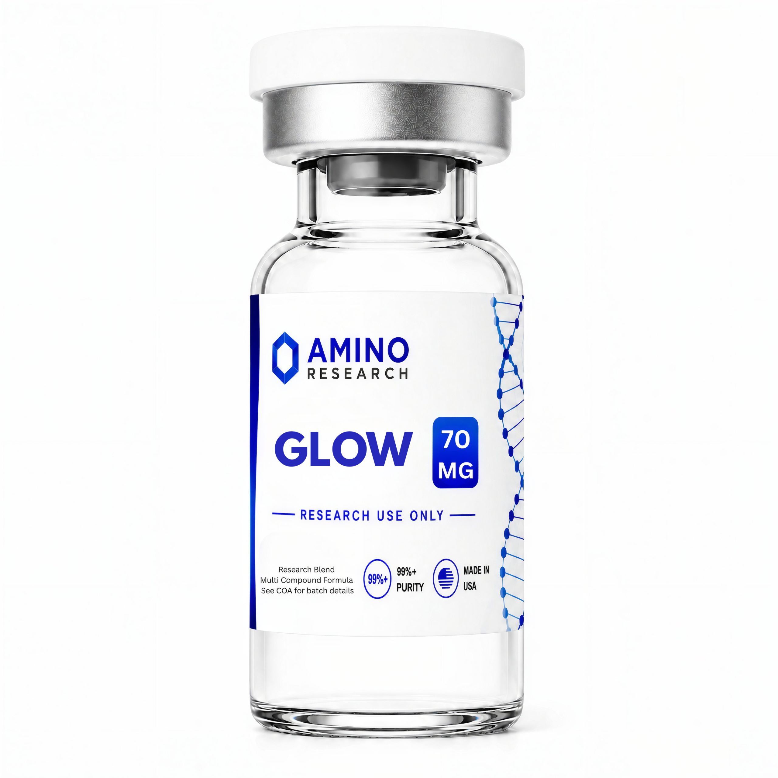 GLOW 70mg research vial