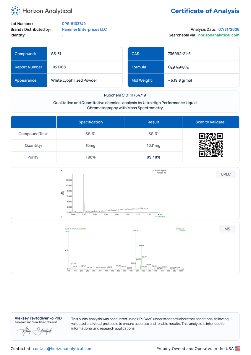SS-31 10mg COA preview